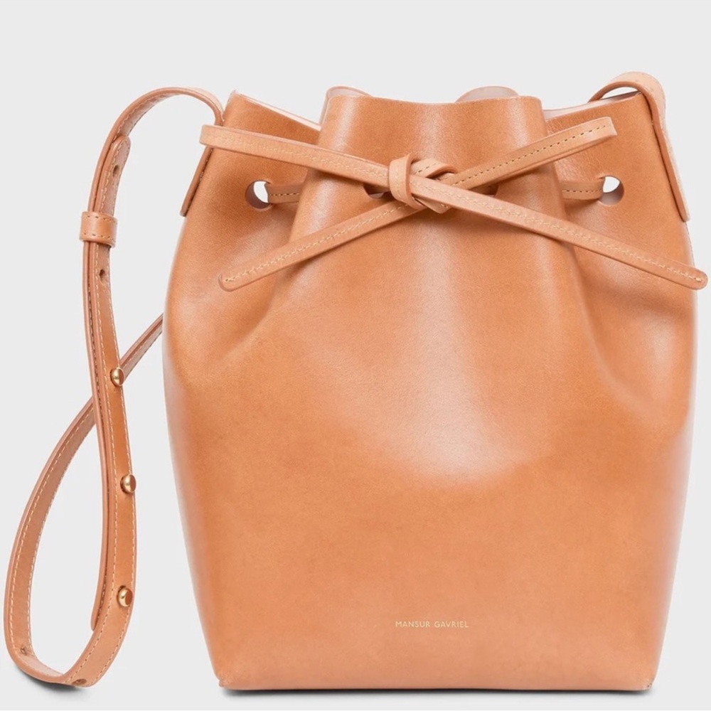Mansur Gavriel Mini Bucket Good Used Condition 
Cammello Rosa Crossbody Leather